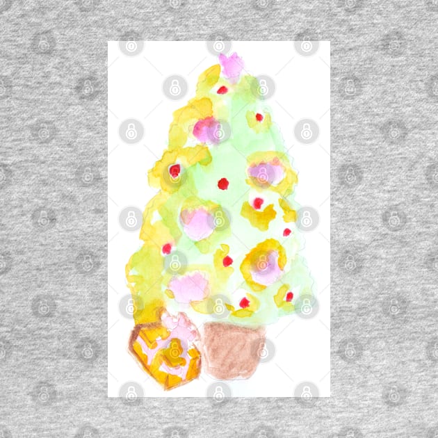 christmas tree, christmas, new year, holiday, festive, fun, gift, watercolor, design, art, painting, color by grafinya